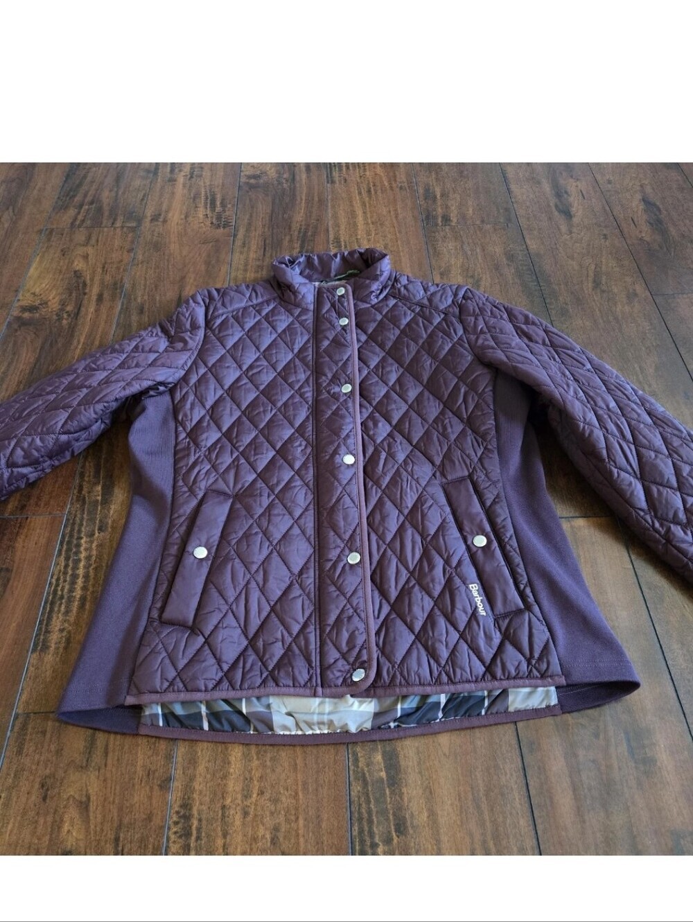 Barbour Yarrow Quilted Puffer Zip-Up Lightweight Black Cherry Jacket US Size 12 - Picture 4 of 16